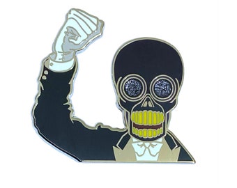 Mr. SKULL from The Residents unofficial tribute enamel pin badge.