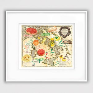 Italy food map poster, Watercolor illustrated map print, Italian kitchen wall art, European cuisine painting, Dining room decor, Italy gift image 6