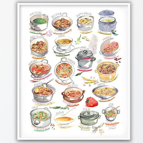 Bread Around the World/ Fine Art Print/ Food Poster/ Kitchen Etsy