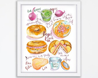 New York Bagel Art Etsy
