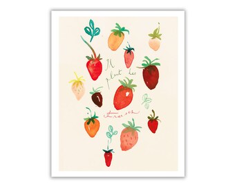 Strawberry painting | Etsy