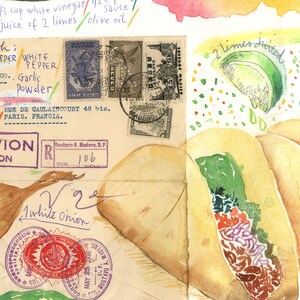 Watercolor Taco Recipe Art Print: Colorful Mexican Kitchen Decor imagen 3