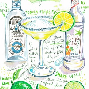 Margarita Cocktail Watercolor Art Print: Bright Kitchen & Bar Decor imagen 3