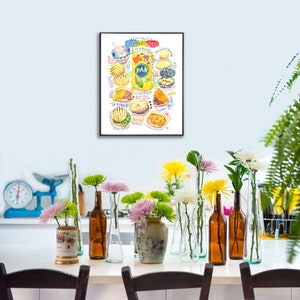 Arepas recipe print, Watercolor South American kitchen wall art, Venezuelan food poster, Latin American cooking gift, Colombian home decor image 8