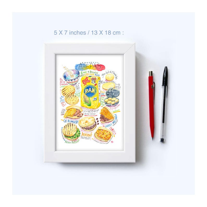 Arepas Recipe Fine Art Print: Venezuelan Kitchen Decor, Watercolor South American Food Poster image 6