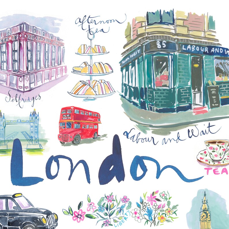 Londres Aquarelle Affiche ville anglaise Royaume Uni Etsy France
