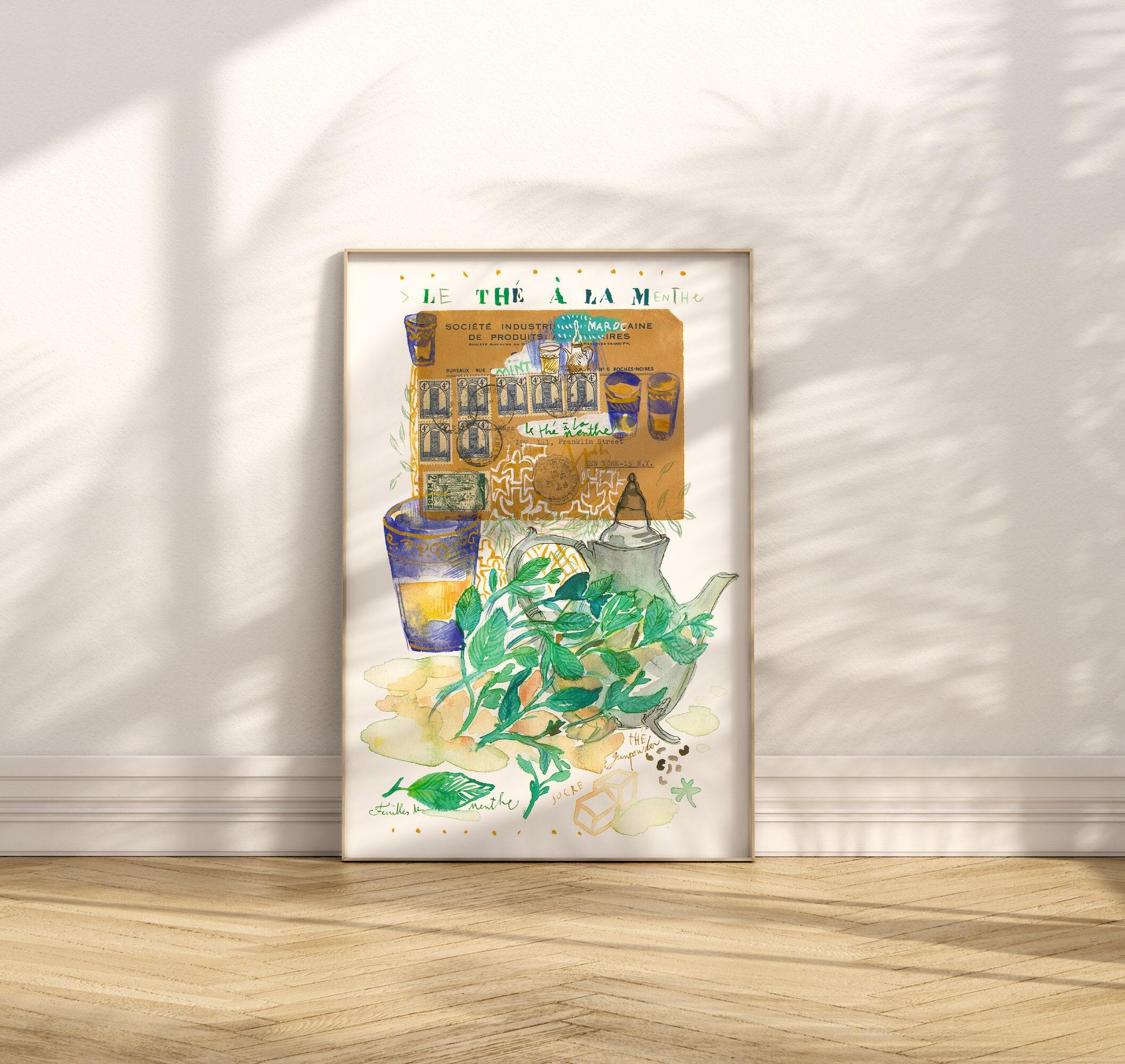Maghrebi Mint Tea Recipe Art Print: Moroccan Kitchen Decor - Etsy