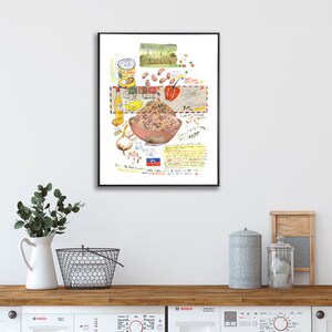 Haitian Rice and Beans recipe print, Caribbean wall art, Watercolor painting, Kitchen art, Food poster, Cooking in Haiti, Haitian cuisine image 6