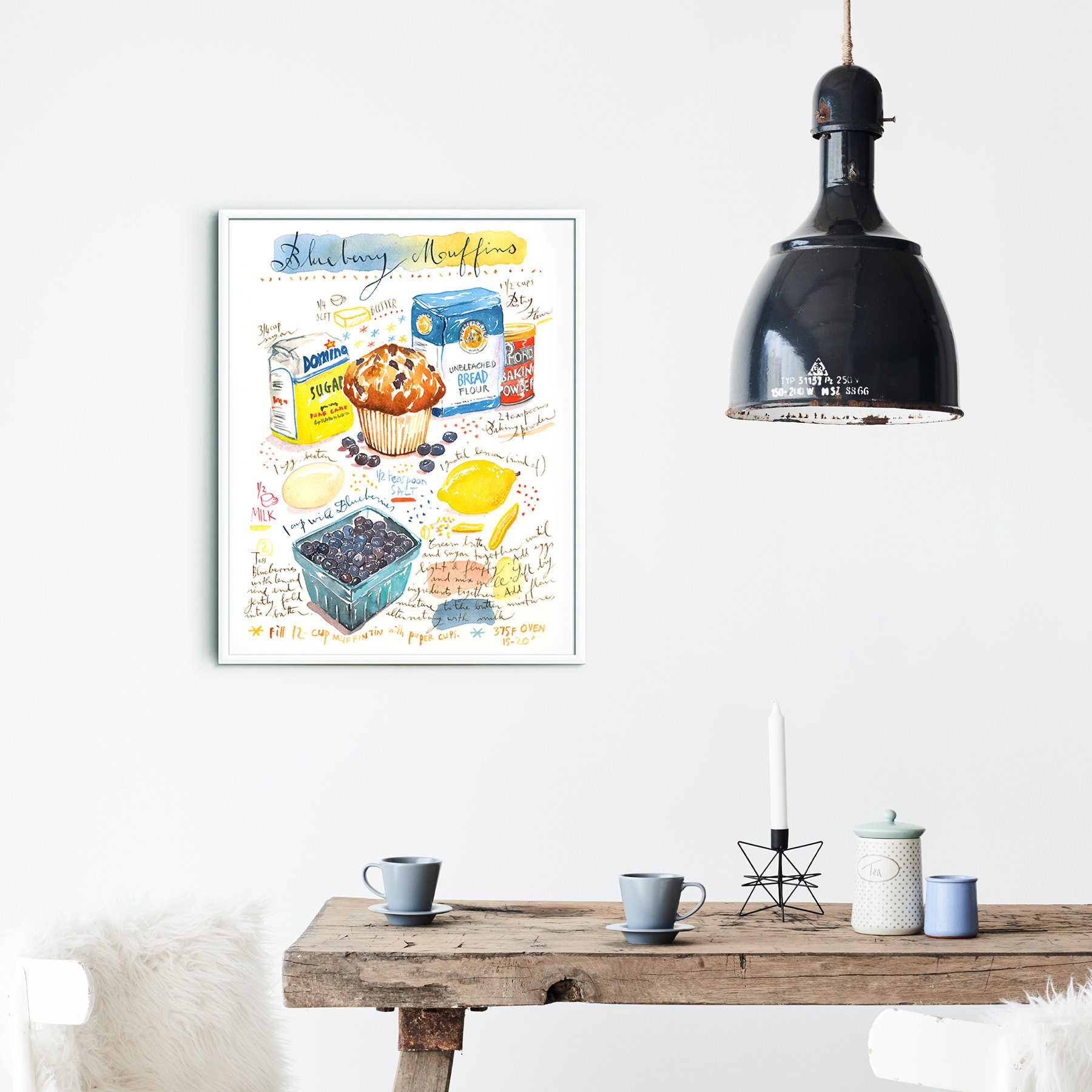 Blueberry Muffin Recipe Poster, Signed Food Art Print, Kitchen Decor,  Bakery Wall Art, Watercolor Painting, Foodie Gift, Yummy Wall Hanging - Etsy