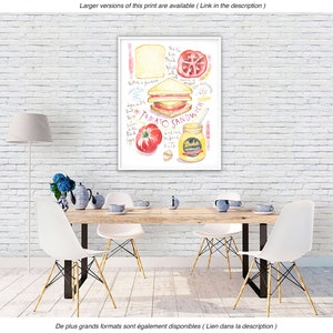 Tomato Sandwich recipe print, Southern food poster, Red kitchen wall art, North Carolina cuisine poster, Watercolor chef gift, Kitchen decor Bild 10