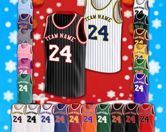 Camiseta de baloncesto personalizada con nombre y número de equipo para adultos y niños. Camiseta de baloncesto reversible personalizada: uniforme de equipo personalizado.