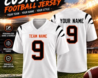 Custom Cincinnati Football Jersey: Personalized Team Name, Number, Kids Shirt