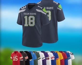 Custom Football Jersey Personalized Uniform Team Name Number Logo Popular Shirt clothes Men women and kids Game Day Outfit Minnesota Seattle