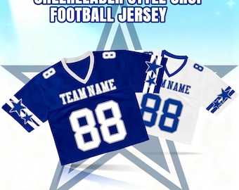 Camiseta de fútbol corta personalizada para mujer, con nombre y número bordados o con logo brillante. Ideal para animadoras, equipos de baile y como regalo de estilo urbano.