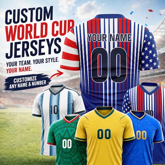 USA world cup jersey Custom Soccer Jersey Personalized Name Number Logo Argentina Brazil Fan Gear Unisex Team Uniform for All Ages