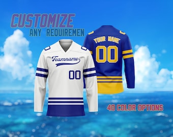 Personalized Ice Hockey Jersey for Men & Women, Custom Name, Number, Team Uniform, Hockey Shirt for Fans, Hockey Lovers, Perfect Gift