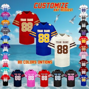 Custom Football Jersey Personalized with Name, Number, Team Logo & Available for Men, Women, Kids in Multiple Colors – Perfect Fan Gift  B4