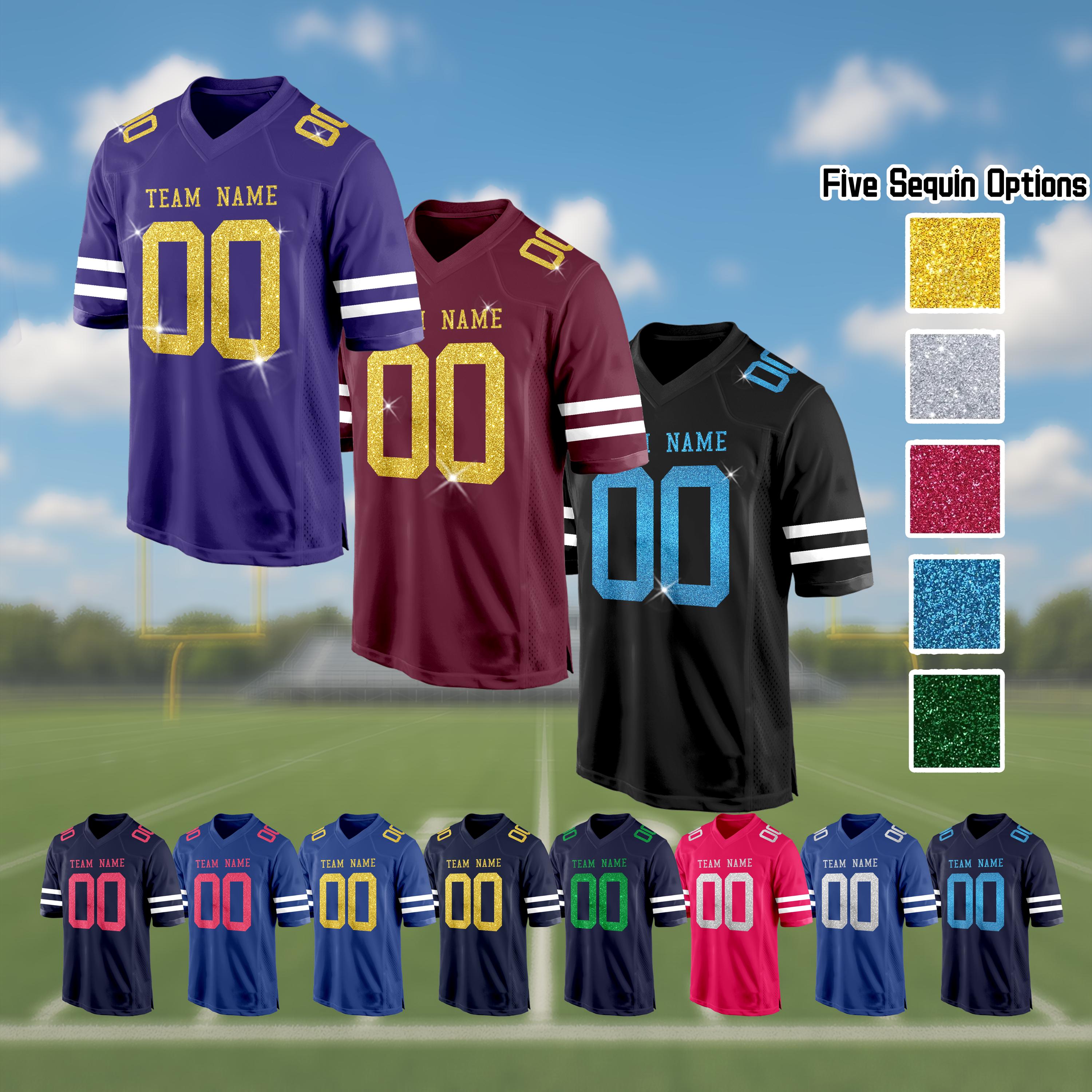 thumbnail image 2 of Custom Football Jersey - Personalized Name, Number & Logo, Customized Sports Jersey For Men, Women, Youth, Toddlers, Blue & Red, Small 2 of 13