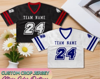 Camiseta corta de fútbol personalizada para mujeres, niñas, niños y jóvenes / Nombre y número personalizados, top estilo hip hop streetwear, camiseta gráfica de equipo deportivo de verano
