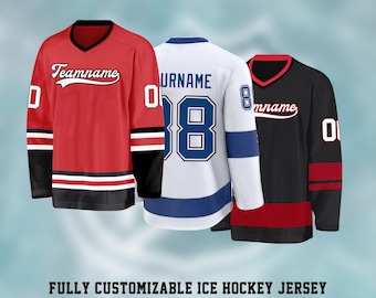 2026 Customized Ice Hockey Shirt with Name Number Logo Long Sleeve Sewing Ice Hockey Shirt Popular Team Colors as a Gift