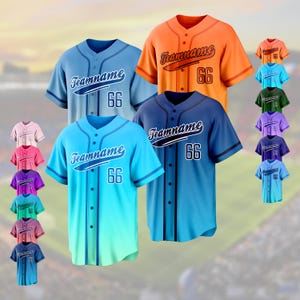 Personalized Gradient Baseball Jersey – Custom Name & Number Shirt for Men, Women, Youth, and Preschool Fans | Stylish Game Day Outfit  A03