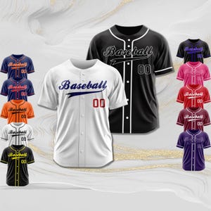 Custom Baseball Jersey – Personalized Name, Number, Team Logo, Embroidered Shirt for Fans, Men, Women, Kids, Sports or Wedding Gift  A11