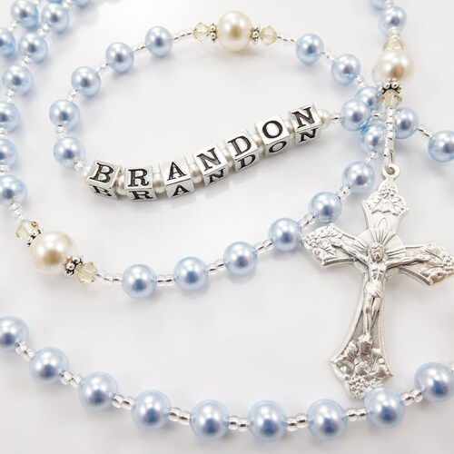 Baptism Boy Rosary Personalized Rosary Baptism Gift Etsy
