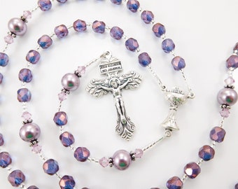 Personalized First Communion Gift Royal Purple Personalized Rosary - Baptism, First Communion or Confirmation Gift - Handmade in the USA