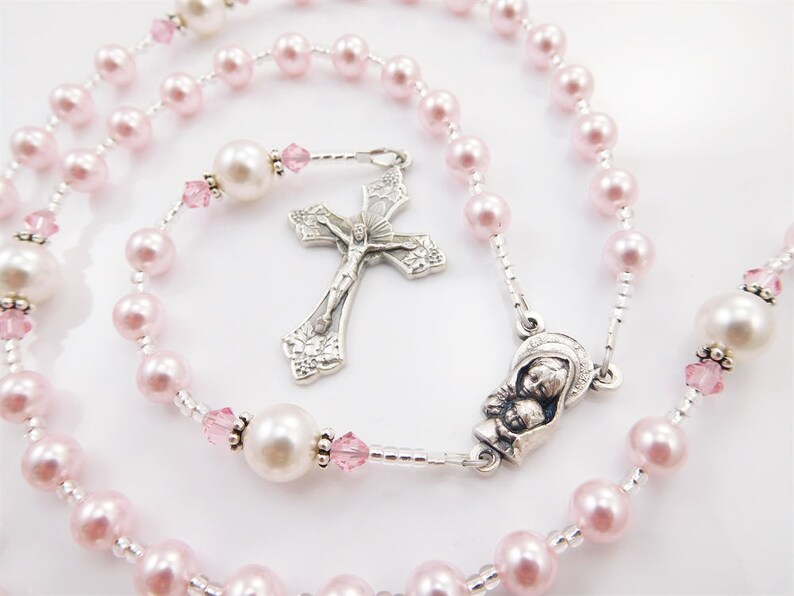 First Communion Gift for Girl Personalized Rosary in Pink Etsy