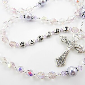 Sparkly Purple Rosary for a Little Girl - Personalized Baptism or First Communion Gift - Beautiful Catholic Rosary Beads