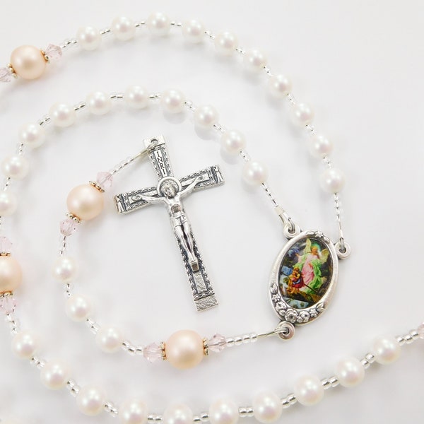 Baptism Rosary Gift for a Little Girl - Personalized - First Communion Gift - Baby Keepsake - Flower Girl - Goddaughter