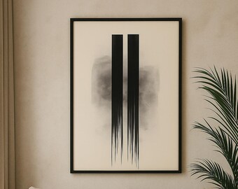 Abstract Minimalist Wall Art Print, Nordic Modern Digital Download, Black and White Geometric Poster