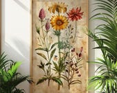 Vintage Wildflower Botanical Print: Rustic Floral Illustration (Digital Download)