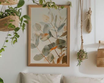 Eucalyptus Leaf Print Set: Minimalist Boho Botanical Wall Art (Digital Download)