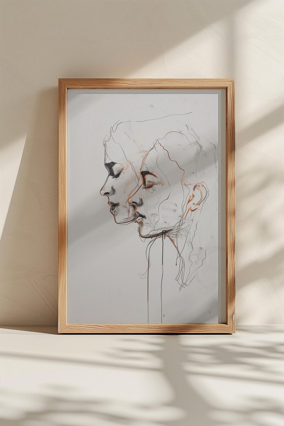 Minimalist Line Art Faces Print, Abstract Profile Portrait (digital ...