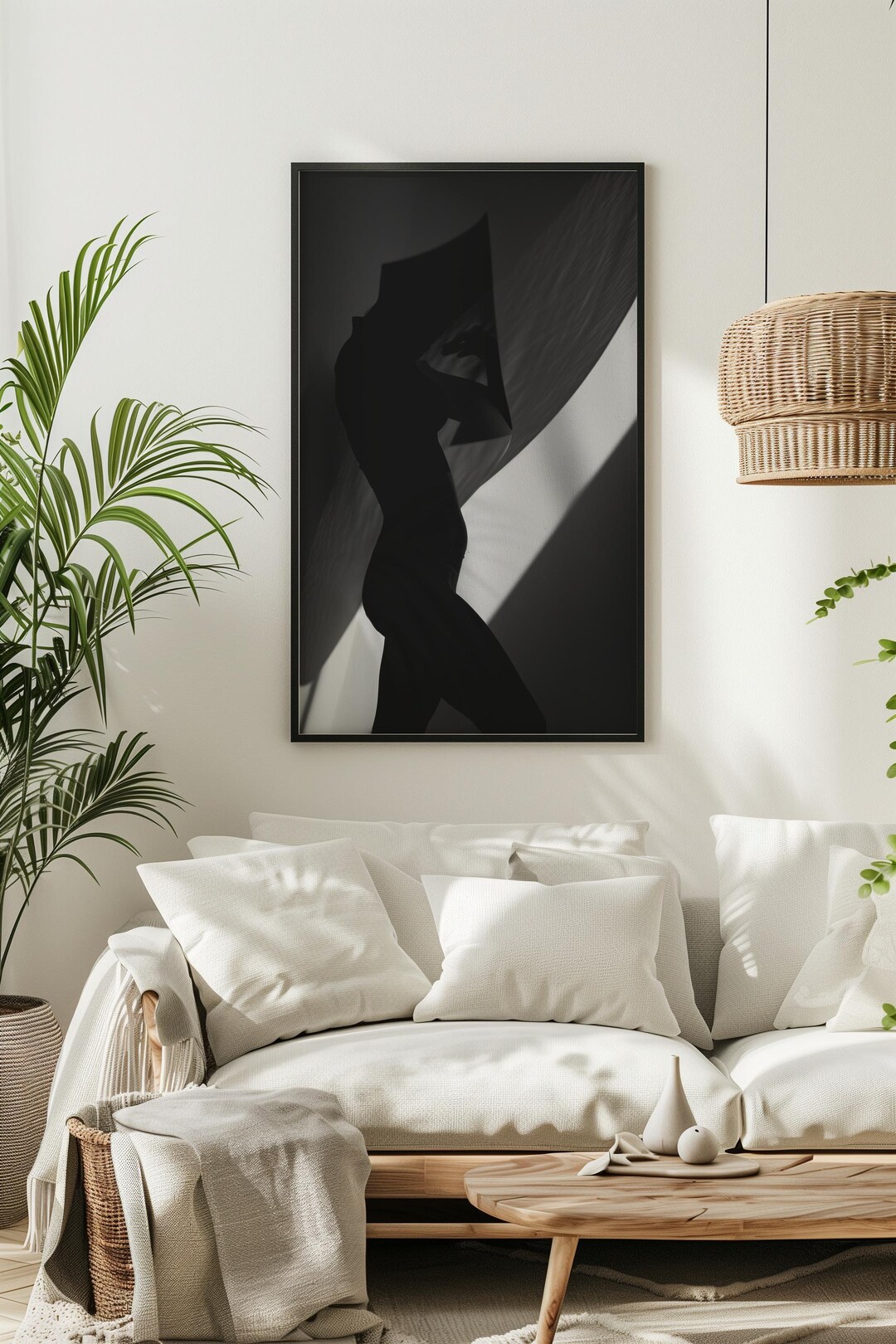 Abstract Female Silhouette Art Print: Minimalist Black and White ...