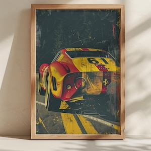 Retro race car pop art print vintage sports car wall decor