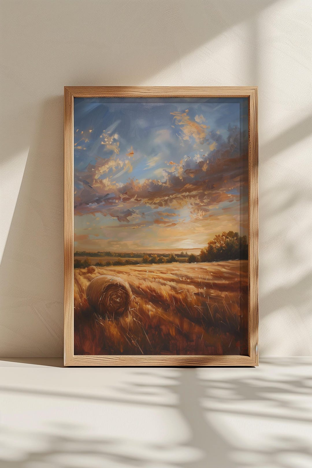 Rustic Farm Sunset Art Print | Golden Wheat Field Landscape | Country ...