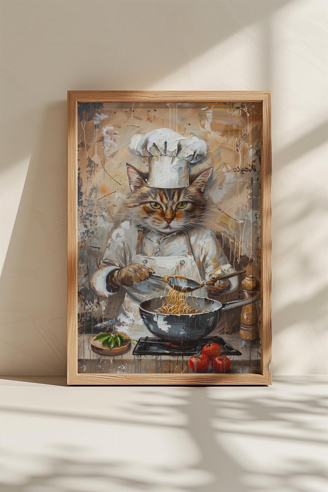 black cat chef art print: boho kitchen cooking poster... Chef Cat Art Print: Funny Kitchen Wall Decor (digital Download) - Etsy