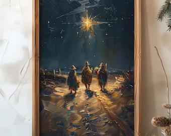 Three Wise Men Nativity Art Print: Boho Christmas Star (Digital Download)