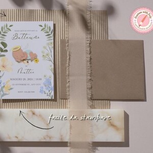 Boy Baptism Invitation - Blue Digital Invite - Editable Christening Card - Personalized PDF File