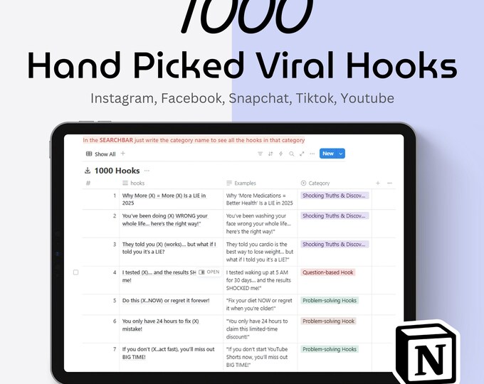 1000 Viral Hooks Bundle for Instagram Reels & Tiktok Videos|| Perfect ...