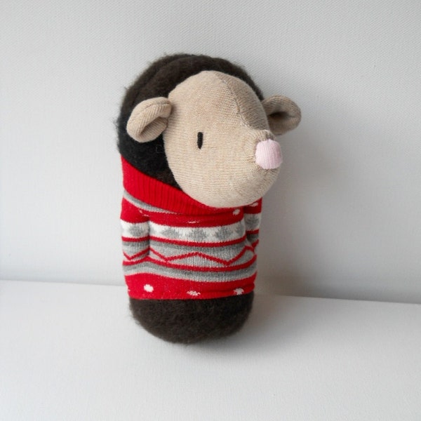 hedgehog, sock animal, plush animal, plushie, stuffed animal, soft sculpture, Bramble