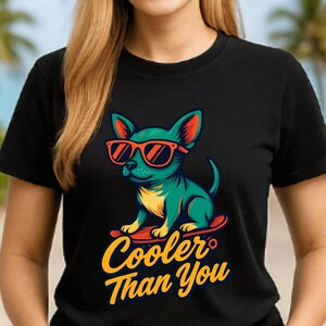 Cool Chihuahua Dog Skateboard Shirt | Funny Cartoon Dog T-Shirt | Chihuahua Gift for Dog Lovers | Retro Skate Pup Tee, Skateboard shirt