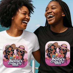 Cruise het haar maakt niet uit T-shirt | Bestie's Cruise Vacation T-shirt, strandkleding, grappige cartoon strandmeisje T-shirt, Best Fiends Cruise, cruiseschip