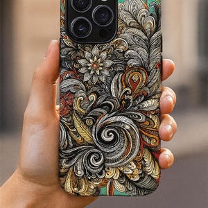 Boho Mandala Bloom Phone Case Colorful Psychedelic Floral Pattern, iPhone and Galaxy phone case, gift for her