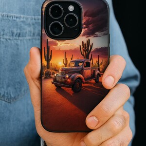Vintage Truck Phone Case, Desert Sunset Vibe, Western Theme Cases, iPhone Case, Galaxy Phone Case