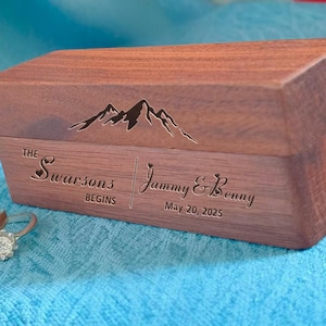 Personalized Walnut Ring Box for Two: Custom Engraved Wedding Keepsake