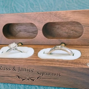 Personalized Walnut Wedding Ring Box: Engraved Ring Bearer Keepsake