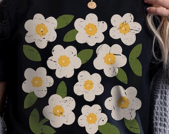 Wildblumen Tshirt, Vintage Blumen Shirt, botanisches Blumen T-Shirt, Geschenk für Gärtner, Boho Cottagecore Tshirt, einfaches Blumen Tshirt